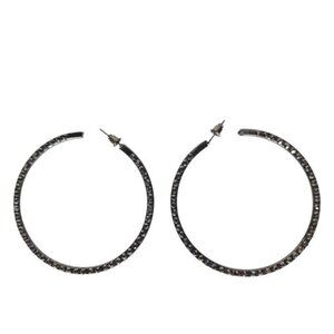 Silver Tone Rhinestone Hoop Earrings Evening Jewelry